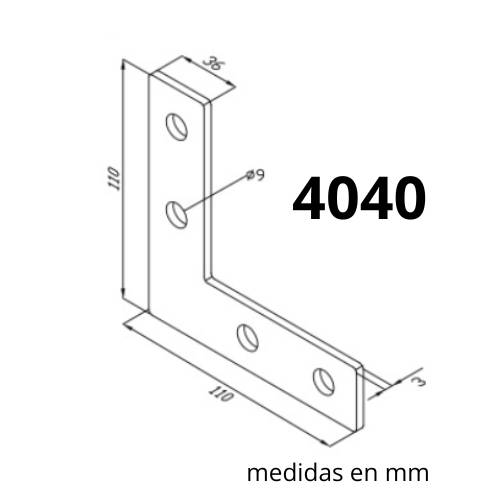 dimensiones conector en L 4040